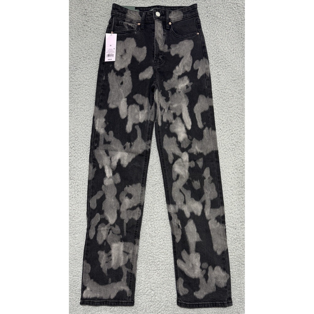 Wild Fable Super High Rise Straight Jeans Black‎ Spotted Womens 00/24 31" Inseam